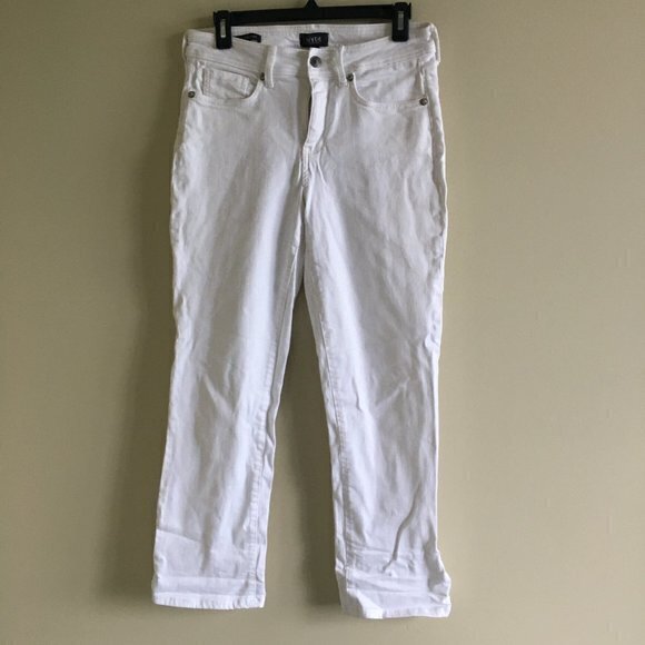 NYDJ Marilyn Straight Ankle Cuffed Jeans OPTIC WHITE SIZE 6 - Picture 5 of 13